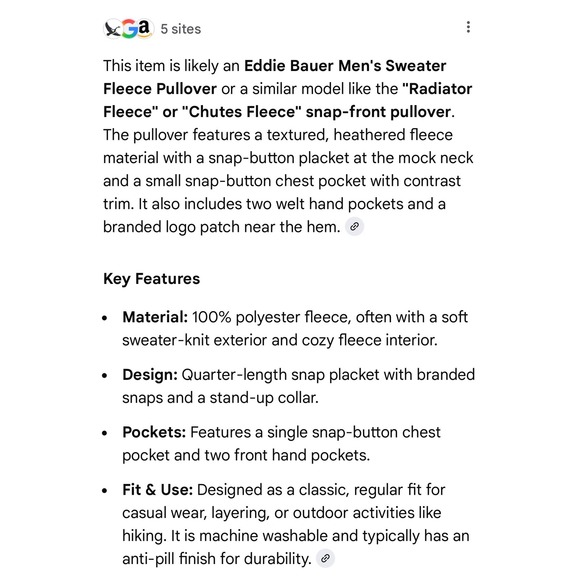 Eddie Bauer Men Heathered Fleece Quarter Snap Pullover Mock Neck Pockets Tan XXL - Picture 5 of 10